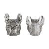 Antiqued Silver Pug Shaped Bookends