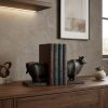 Black Cast Aluminum Bull Bookends