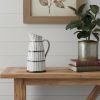 13" White And Black Artisan Glaze Ceramic Pitcher
