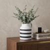 7" Rustic White And Blue Stripe Ceramic Jug