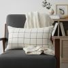 White And Black Grid Lumbar Accent Pillow Cover