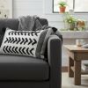 White And Gray Fringed Lumbar Pillow Cover