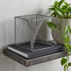 Contemporary Gray Metal Cubed Decor Piece