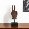Dark Brown Wooden Peace Sign Decor Piece