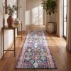15' Runner Blue and Ivory Oriental Runner Rug
