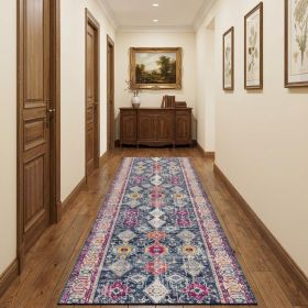 20' Runner Blue and Ivory Oriental Runner Rug