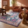 6' X 9' Blue and Ivory Oriental Area Rug