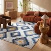 9' X 13' Blue and Gray Kilim Pattern Area Rug