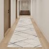 20' Runner Gray and Ivory Geometric Runner Rug