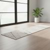 6' Runner Gray and Ivory Geometric Runner Rug