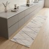 8' Runner Gray and Ivory Geometric Runner Rug