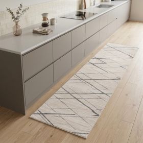 8' Runner Gray and Ivory Geometric Runner Rug