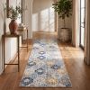 15' Runner Blue and Yellow Floral Runner Rug