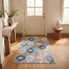 2' X 4' Blue and Yellow Floral Area Rug