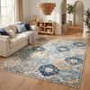4' X 6' Blue and Yellow Floral Area Rug