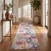 10' Runner Blue and Ivory Floral Runner Rug