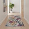 15' Runner Blue and Ivory Floral Runner Rug