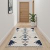 10' Runner Blue and Ivory Southwestern Runner Rug