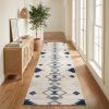 15' Runner Blue and Ivory Southwestern Runner Rug