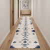 20' Runner Blue and Ivory Southwestern Runner Rug