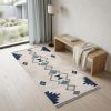 2' X 5' Blue and Ivory Southwestern Area Rug