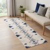 6' Runner Blue and Ivory Southwestern Area Rug