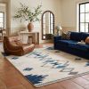 9' X 13' Navy and Ivory Tribal Pattern Area Rug