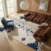 9' X 13' Navy and Ivory Tribal Pattern Area Rug