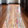 15' Runner Gold and Ivory Southwestern Runner Rug
