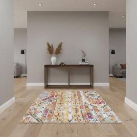 4' X 6' Gold and Ivory Southwestern Area Rug