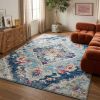 5' X 7' Blue and Ivory Medallion Area Rug