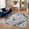 6' X 9' Blue and Ivory Medallion Area Rug