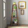 Modern Boho Wooden 4-Shelf Pyramidal Plant Stand