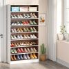 9 Tier White/Brown Wood Shoe Storage Cabinet, Holds Up To 45 Pairs