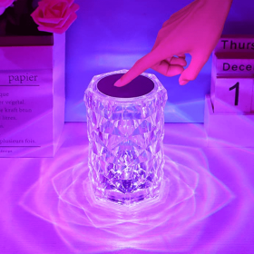 Crystal Lamp; Touch Control Rose Crystal Table Lamp With 16 RGB Color Changing Night Light; LED Lamps For Bedroom With Type C Port & Remote; Gift