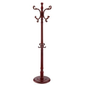 Coat Rack Freestanding, Wooden Coats Rack Stand with Weighted Base & 11 Hooks, Free Standing Hall Coat Tree for Entryway, Bedroom, Living Room