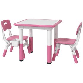 Adjustable Kids' Table and Chair Set, 3 Pieces, Easy Clean, Pink, Perfect for Daycare and Classroom Use