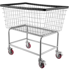 Wire Laundry Cart, 4.5 Bushel Wire Laundry Basket with Wheels, 35\'\'x15.7\'\'x22\'\' Commercial Wire Laundry Basket Cart