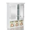 Bathroom Storage Cabinet, Medicine Cabinets for Bathroom with Mirror, 2 Doors 2 Adjustable Shelf + 3 Christmas Style Storage Basket