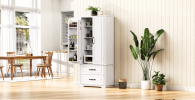 K&K 71" Farmhouse Kitchen Pantry Cabinet with 2 Large Drawers