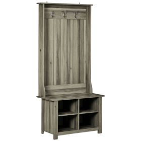 Hall Tree with Shoe Storage Bench Entryway Bench for Living Room, Grey