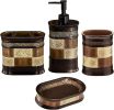 Home 4pc Zambia Stylish Bathroom Accessories Set Soap Pump, Tumbler