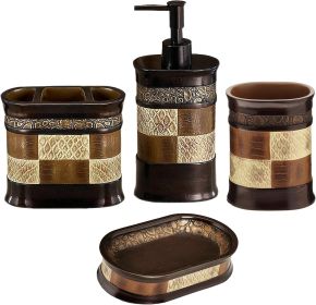 Home 4pc Zambia Stylish Bathroom Accessories Set Soap Pump, Tumbler