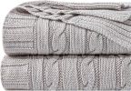 100% Pure Cotton Cable Knit Throw Blanket, Super Soft Warm 51x67 Knitted Throw Blanket for Couch, Sofa, Chair, Bed - Extra Cozy, Machine Washable
