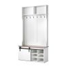 Hall Tree with Bench and Shoe Storage, 42" Wide, Entryway Hall Tree with Bench, Hanging Hooks, Storage Shelves, Adjustable Shoe Shelves