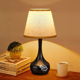 3-Way Dimmable Set of 2 Small Bedside Lamps for Night Stands, Black Desk Lamps for Kids Room,Office,Living Room, End Table(LED Bulbs Included)