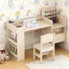 Kids Art Table and Chair Set with Detachable Paper Roll Holder and Cabinet