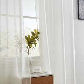 2 Piece Premium Semi Sheer Voile Window Curtain Grommet Panels for Bedroom (Ivory) - 54 W x 84 L