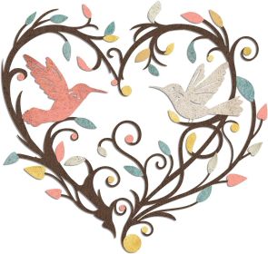 Metal Hummingbird Wall Art, 11.6" x 11" Heart Shaped Hollow Design Decor