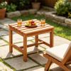 17 Acacia Wood Outdoor Side Table, Square Slatted Patio End Table with Drainage Design